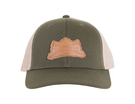 PSA Snap Back Hat w/Faux Leather Logo, Olive OSFM