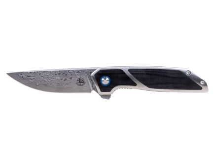 Begg Knives Diamici Damascus Folding Drop Point Knife, Black - BG015