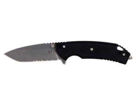 Kronos Ironclad Serrated Folding Knife, Black