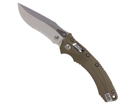 Microtech Amphibian Ram-Lok Folding Clip Point Knife Serrated, OD Green - 137RL-11FLGTOD