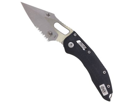 Microtech Stitch Ram-Lok Apocalyptic Folding Spear Point Knife Serrated, Black - 169RL-11APFLGTBK