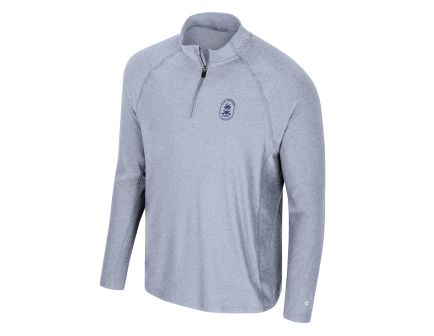 PSA Palm Tree 1/4 Zip Long Sleeve Pullover, Light Blue
