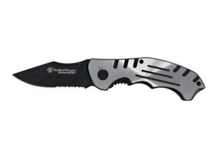 Smith & Wesson Extreme Ops SWA18 Folding Drop Point Knife, Silver - SWA18CP