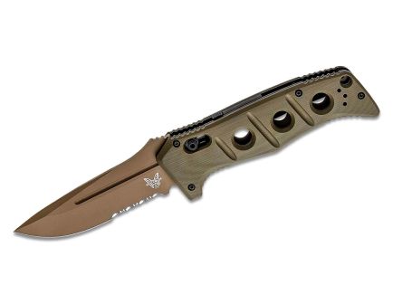 Benchmade Auto Adamas Folding Drop Point Knife Serrated, OD Green - 2750SFE-2