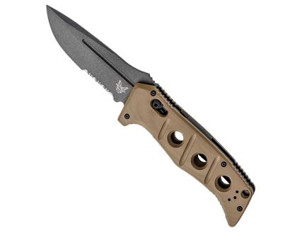 Benchmade Auto Adamas Folding Drop Point Knife Serrated, Desert Tan - 2750SGY-3