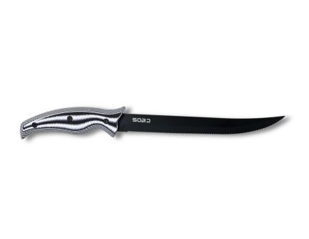 SORD Fishing Products 9" Serrated Knife Fixed Blade, Black - SSRBD