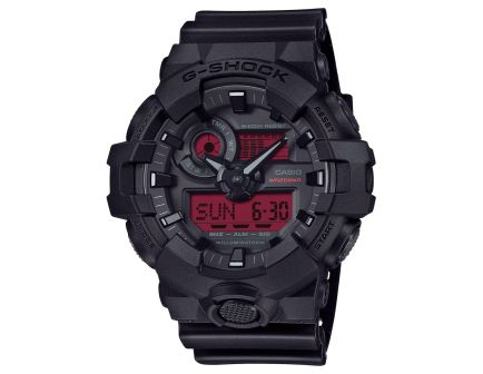 Casio G-Shock GA-700 Analog/Digital Wrist Watch, Black/Red - GA700BBR1ACR
