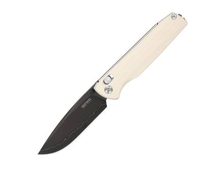 SRM 258L Folding Knife White Handle w/ Black Blade, White - SRM-258L-GX2