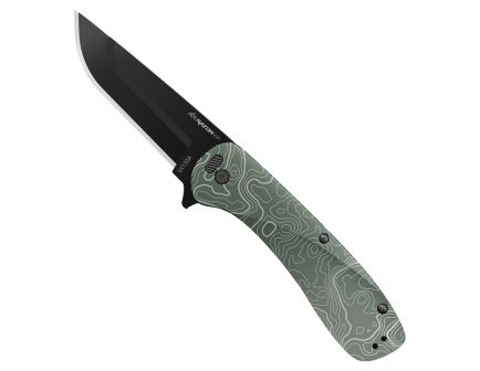 OUTDOOR EDGE RAZOR VX1 | GREEN ANODIZED ALUM.  W/TOPO MAP|DROP POINT KNIFE - VX130C-C