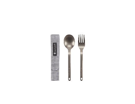 Snow Peak Titanium Fork and Spoon Utensil Set, Gray - SCT-002