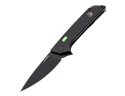Glow Rhino Reactor Titanium S35VN EDC Knife - Black Scales Green Tritium