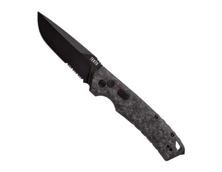 Tekto Knives A3 Delta Serrated Auto Folding Knife, Forged Carbon