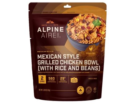AlpineAire Freeze-Dried Meal Pouch, Mexican Style Grilled Chicken Bowl 