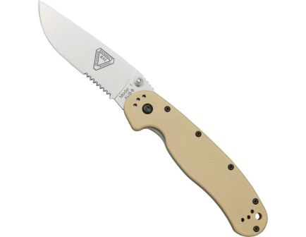 Ontario Knife Company RAT I Serrated Folding Knife, Desert Tan/Satin