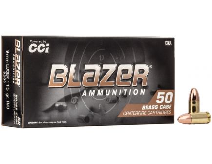 CCI Blazer Brass 9mm 115gr FMJ Ammuniton 50rds - 5200