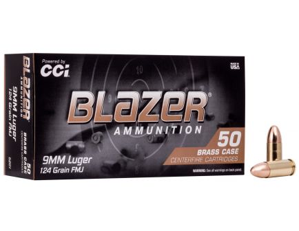 CCI Blazer Brass 9mm 124gr FMJ Ammunition 50rds - 5201