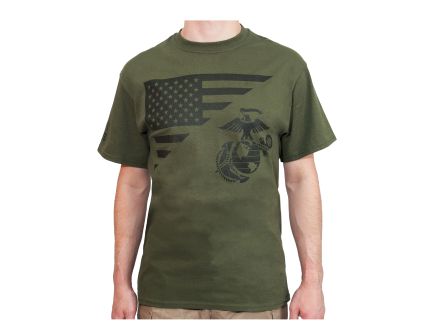 Rothco Us Flag - Usmc Eagle, Globe, Anchor T Shirt, Olive Drab, 3X-Large