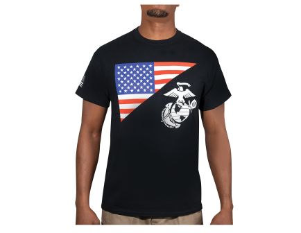 Rothco Us Flag - Usmc Eagle, Globe, Anchor T Shirt, Black, 3X-Large