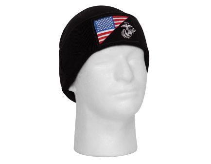 Rothco Usmc Eagle, Globe And Anchor - Us Flag Deluxe Fine Knit Watch Cap, Black