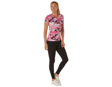 Rothco Womens Long Length Camo V-Neck T-Shirt - Pink Camo, 2X-Large