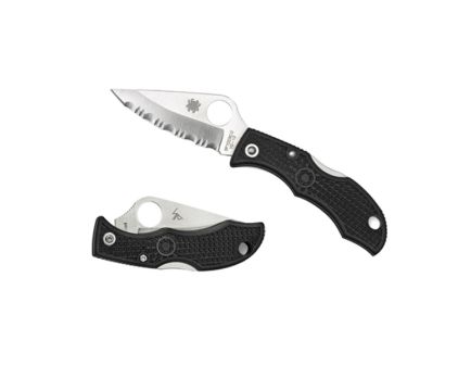 Spyderco Ladybug 3 Compact Black Serrated Clip Point Folding Knife - LBKS3