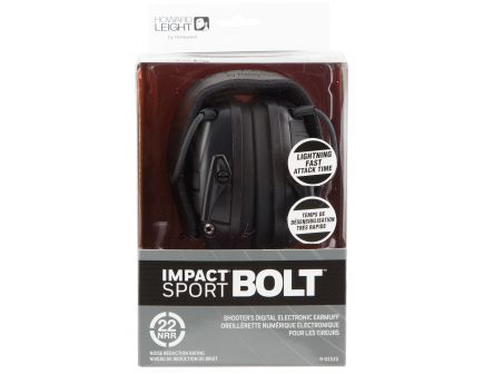 Howard Leight Impact Sport Bolt 22 dB Sound Amplification Over the Head Electronic Earmuff, Black - R02525