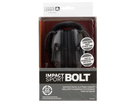 Howard Leight Impact Sport Bolt 22 dB Sound Amplification Over the Head Electronic Earmuff, Gray/Black - R02232