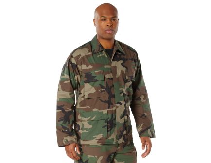 Rothco Rip-Stop Bdu Shirt - Woodland Camo, X-Small - Short