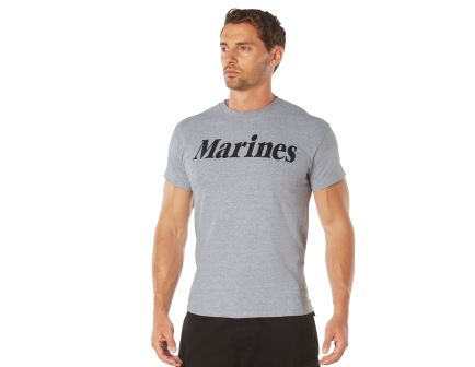 Rothco Grey Physical Training T-Shirt - Large, Emblem Marines
