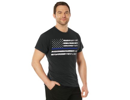Rothco Thin Blue Line T-Shirt - Black, 4X-Large