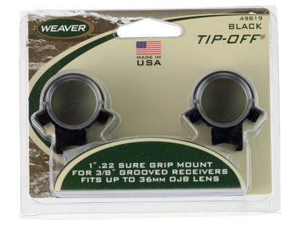 Weaver Sure Grip 1 inch Medium Aluminum High Quality Tactical Style Scope Ring, Gloss Black - 49819