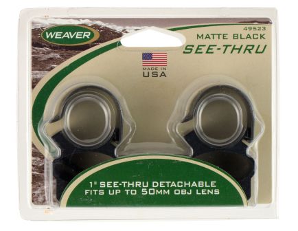 Weaver See-Thru 1" Medium Steel Strap Aluminum Saddle Detachable Scope Ring, Matte Black - 49523