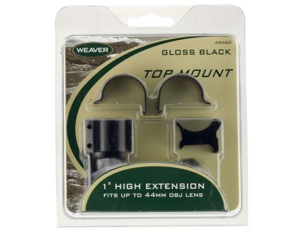 Weaver 1" High Steel Strap Aluminum Saddle Detachable Extension Top Mount Scope Ring, Glossy Black - 49060