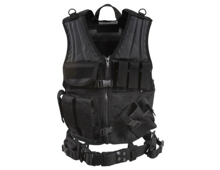 Rothco Cross Draw Molle Tactical Vest - Black, 2X-Large - 3X-Large