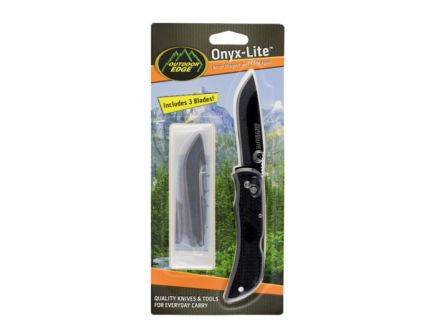 Outdoor Edge Onyx-Lite 3" Folding Kife w/ Pocket Clip, Stainless w/ Black Handle - OX-30C