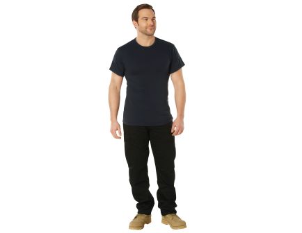 Rothco Solid Color T-Shirt With Cotton - Polyester Blend, Navy Blue, Small
