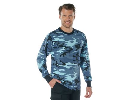 Rothco Long Sleeve Color Camo T-Shirt - Sky Blue Camo, Large