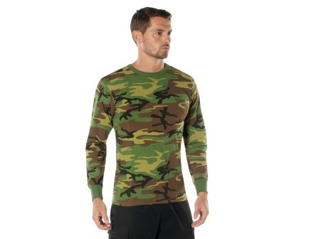 Rothco Long Sleeve Color Camo T-Shirt - Woodland Camo, 3X-Large