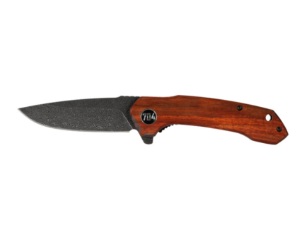704 Gear Midnight Scout Lite EDC FS 3.35" DP Folding Pocket Knife w/ Damascus & Blood Sandalwood