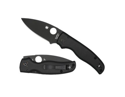 Spyderco Shaman Black Drop Point Folding Knife, Plain Edge - Robust, Precision Cut, High-Performance EDC Tool with Secure Grip - C229GPBK