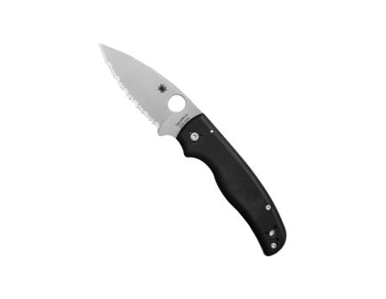 Spyderco Shaman Folding Knife Drop Point Black Fully Serrated Spyder Edge - Durable, Lightweight and Reliable Handle - C229GS