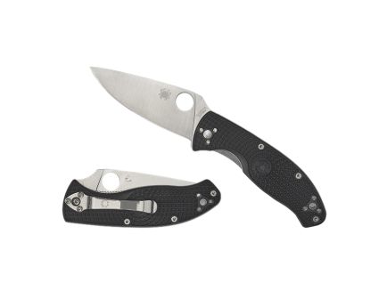 Spyderco Tenacious Lightweight Folding Knife Drop Point, Black, Plain Edge - Lightweight Handle, Smooth Opening - C122PBK