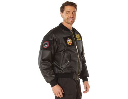 Rothco Ma-1 Flight Jacket With Patches - Black, 4X-Large