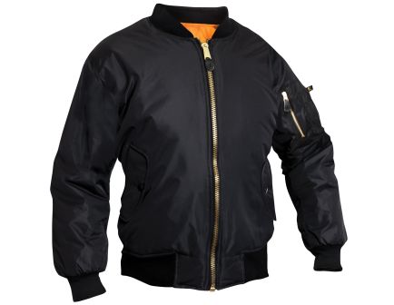Rothco Womens Ma-1 Flight Jacket - Black, Large
