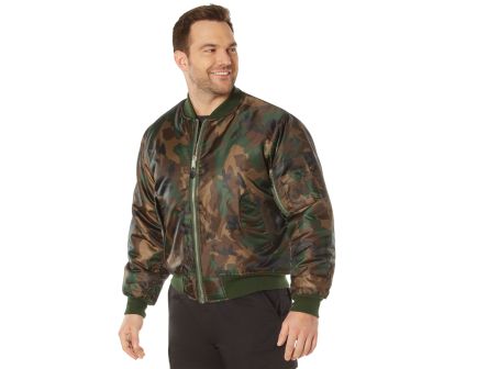 Rothco Ma-1 Flight Jacket - Woodland Camo, Medium