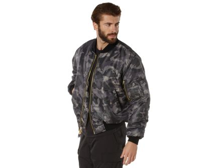 Rothco Ma-1 Flight Jacket - Black Camo, 3X-Large