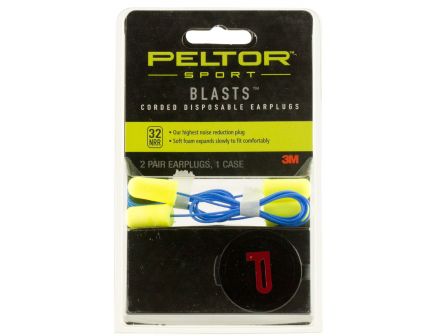 3M Peltor Sport Blasts 32 dB Disposable Corded Ear Plug, Yellow, 2 Pair/pack - 97081