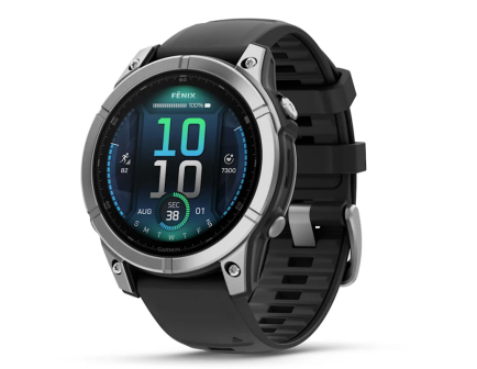 Garmin Fenix E 47 mm, AMOLED, Stainless Steel with Black Silicone Band