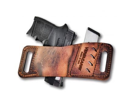 Versacarry Rapid Slide Micro Ambidextrous Hand Outside the Waistband No Laser Holster w/ Magazine Pouch, Distressed Brown - WB380AMB2