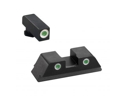 AmeriGlo Classic Self-Luminous 3 Dot Night Sight Set for Glock 17, 19 Pistols, Green with White Outline Front/Rear - GL113